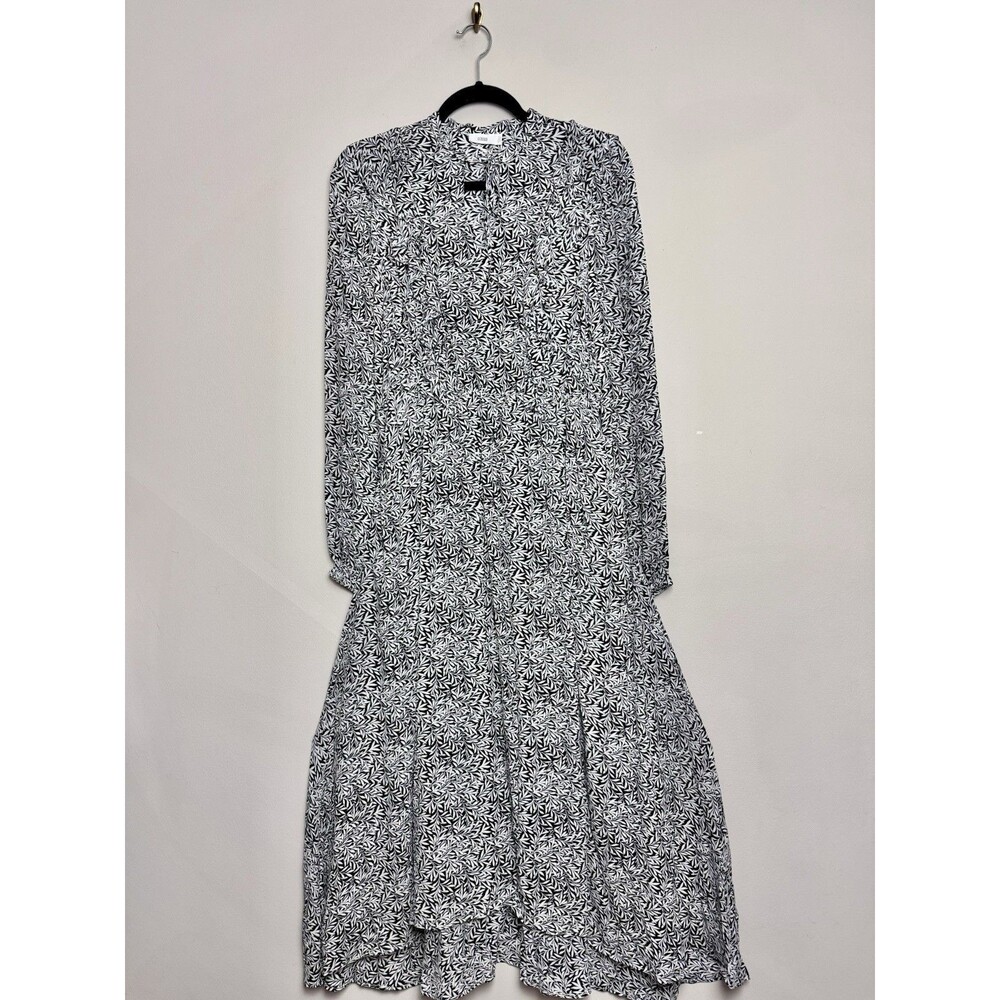 Closed Womens Midi Dress Size XS Silk Black White Ruffle Viscose Long Sleeve